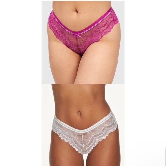NWT Frederick’s of Hollywood 2 Pack Bundle Panties- Caroline in White and Purple - Picture 1 of 4